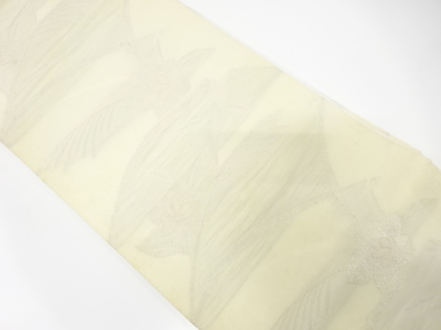 アンティーク　紗　草葉に花模様織り出し袋帯（材料）